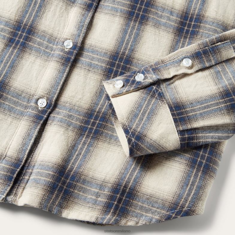 Stetson classica camicia di flanella western 6BP6J454 abbigliamento crema donne