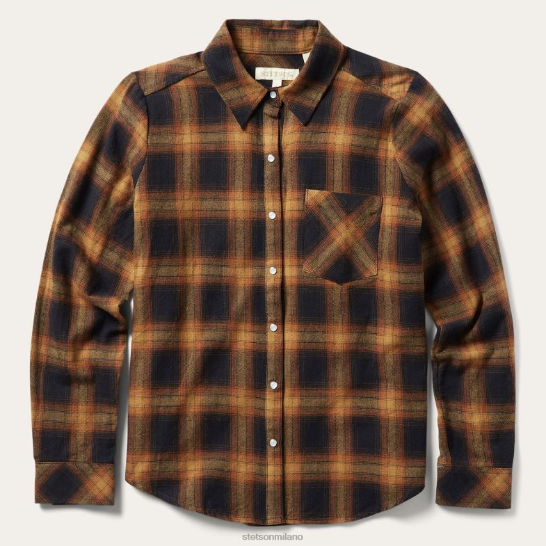 Stetson classica camicia di flanella western 6BP6J481 abbigliamento marrone donne