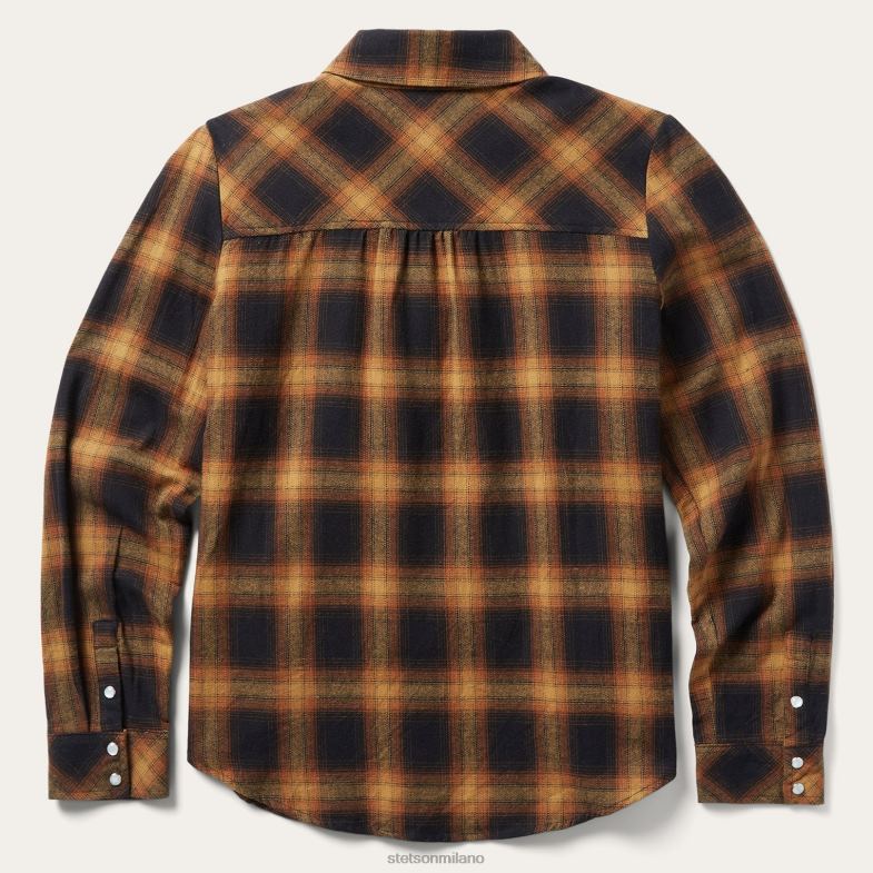 Stetson classica camicia di flanella western 6BP6J481 abbigliamento marrone donne