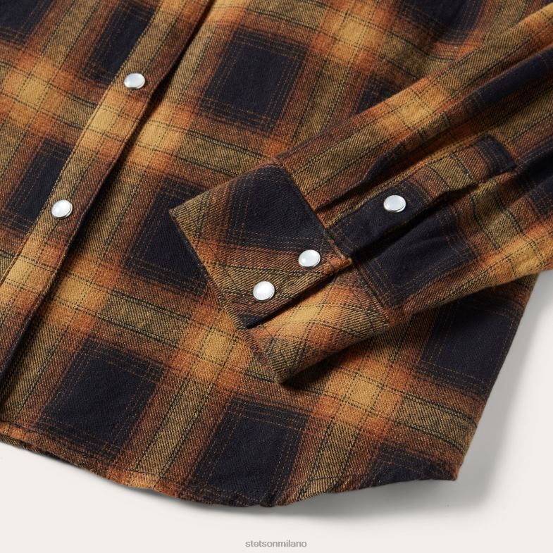 Stetson classica camicia di flanella western 6BP6J481 abbigliamento marrone donne