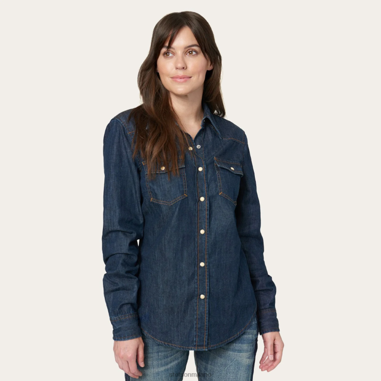 Stetson classica camicia western in denim scuro 6BP6J478 abbigliamento blu donne