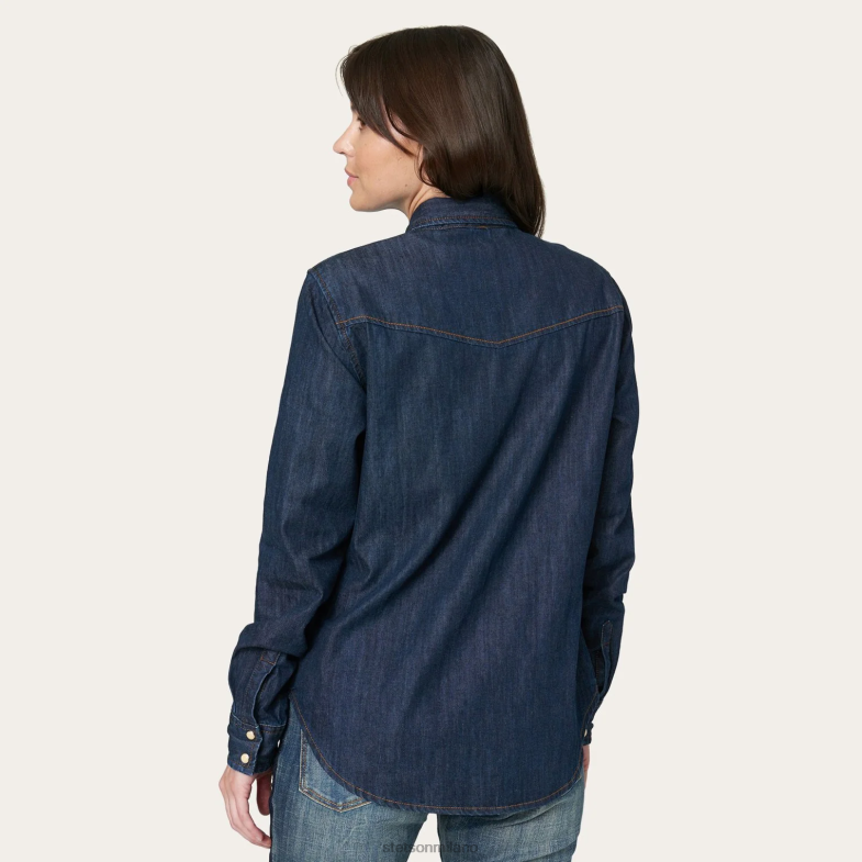 Stetson classica camicia western in denim scuro 6BP6J478 abbigliamento blu donne