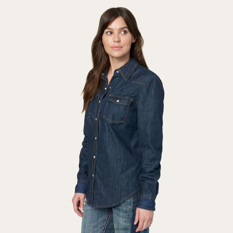 Stetson classica camicia western in denim scuro 6BP6J478 abbigliamento blu donne