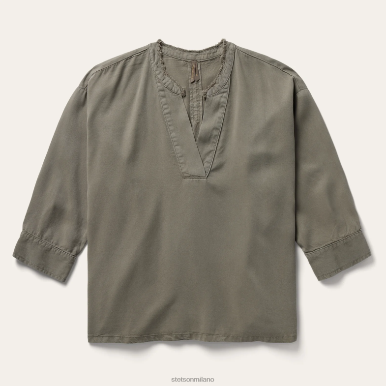 Stetson top contadino in twill di lyocell oliva 6BP6J448 abbigliamento verde donne
