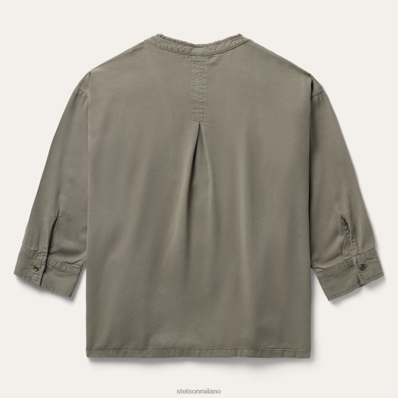 Stetson top contadino in twill di lyocell oliva 6BP6J448 abbigliamento verde donne