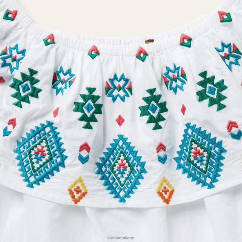 Stetson top in cotone ricamato schiffli brillante 6BP6J484 abbigliamento bianco donne
