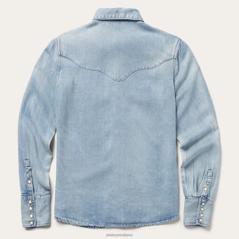 Stetson top in denim western con carré curvo 6BP6J464 abbigliamento blu donne
