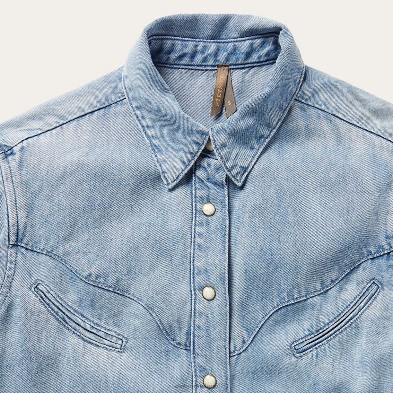 Stetson top in denim western con carré curvo 6BP6J464 abbigliamento blu donne