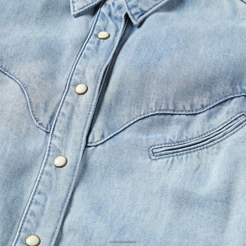 Stetson top in denim western con carré curvo 6BP6J464 abbigliamento blu donne