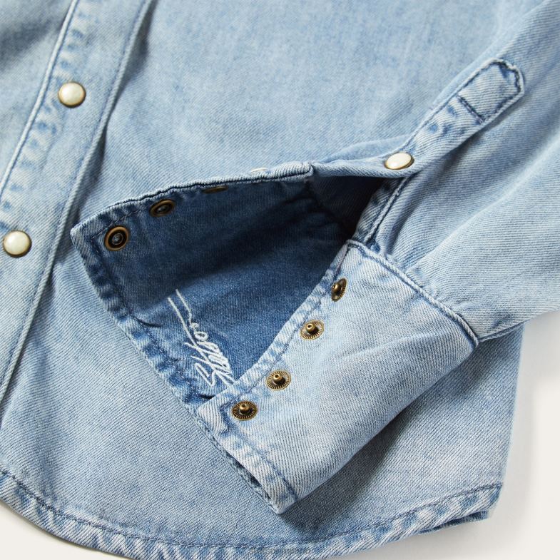 Stetson top in denim western con carré curvo 6BP6J464 abbigliamento blu donne
