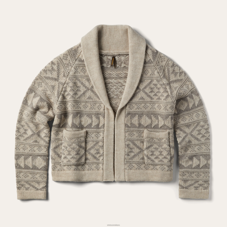 Stetson Cardigan corto con collo a scialle 6BP6J537 abbigliamento marrone donne
