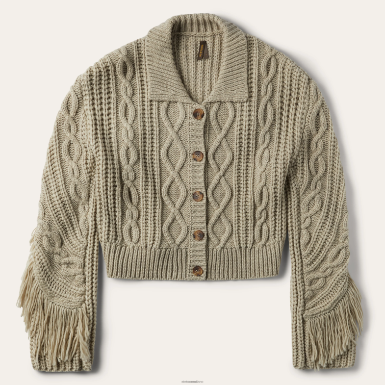 Stetson cardigan con frange color crema 6BP6J535 abbigliamento abbronzatura donne