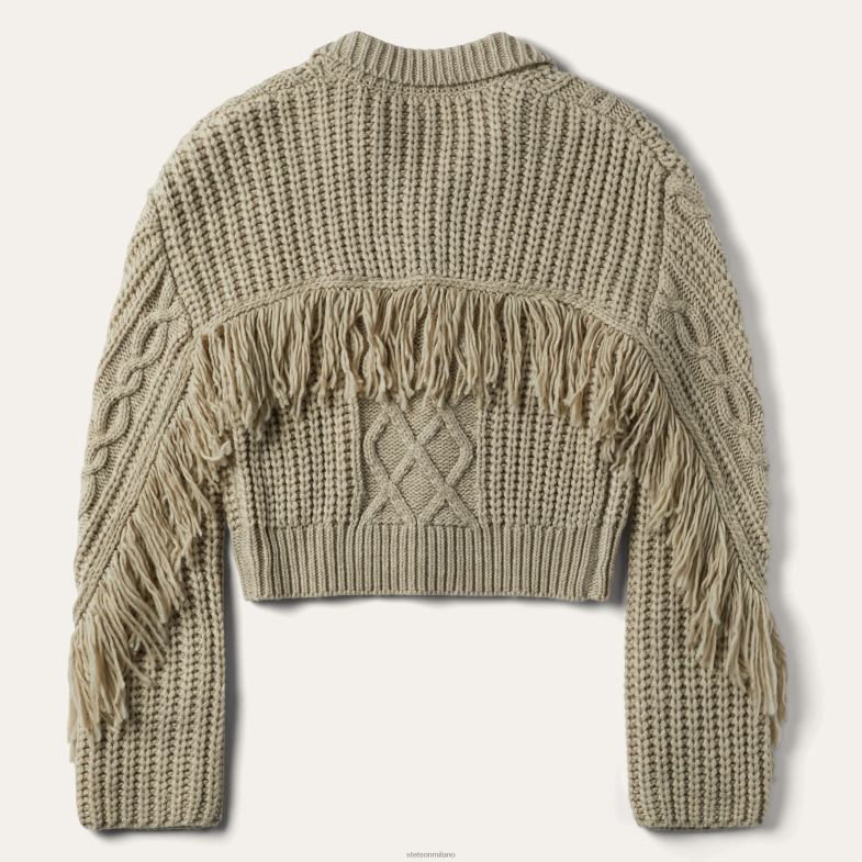 Stetson cardigan con frange color crema 6BP6J535 abbigliamento abbronzatura donne
