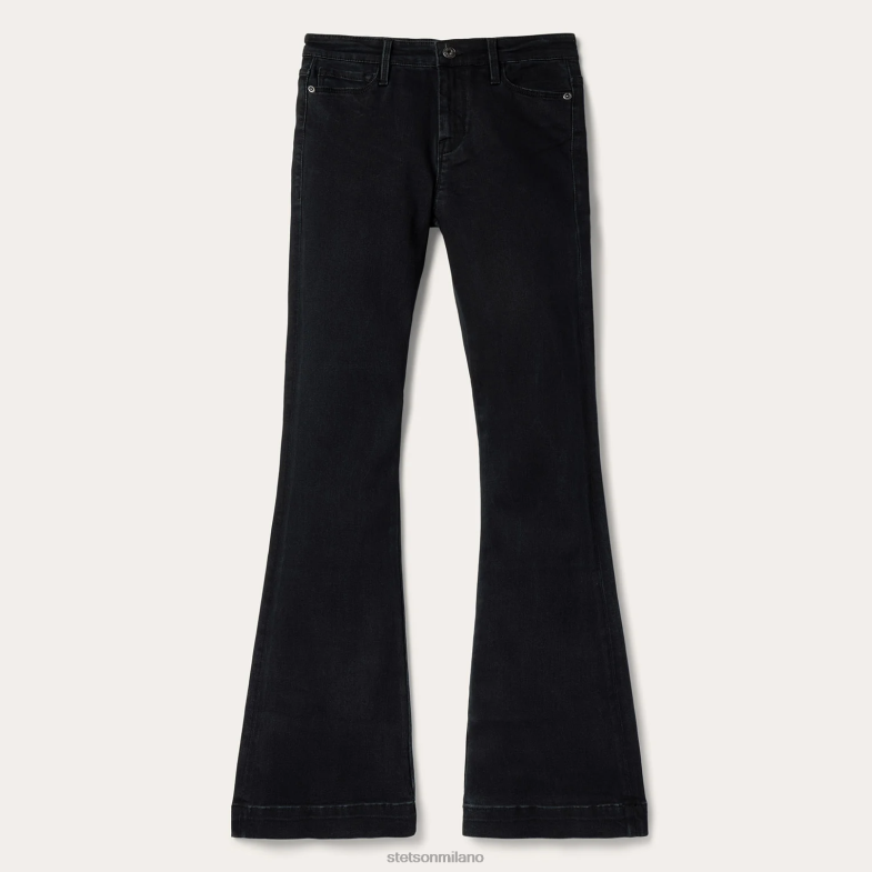 Stetson Jeans 921 a zampa a vita alta 6BP6J526 abbigliamento nero donne