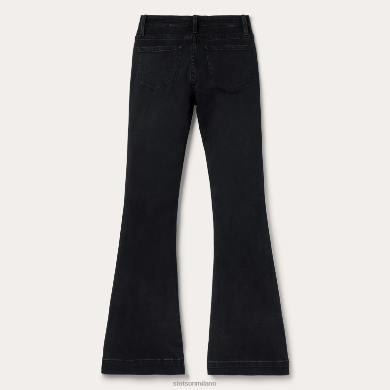 Stetson Jeans 921 a zampa a vita alta 6BP6J526 abbigliamento nero donne