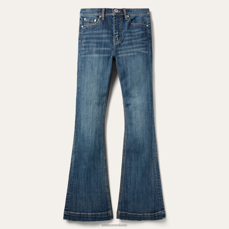 Stetson Jeans 921 a zampa a vita alta 6BP6J529 abbigliamento blu donne