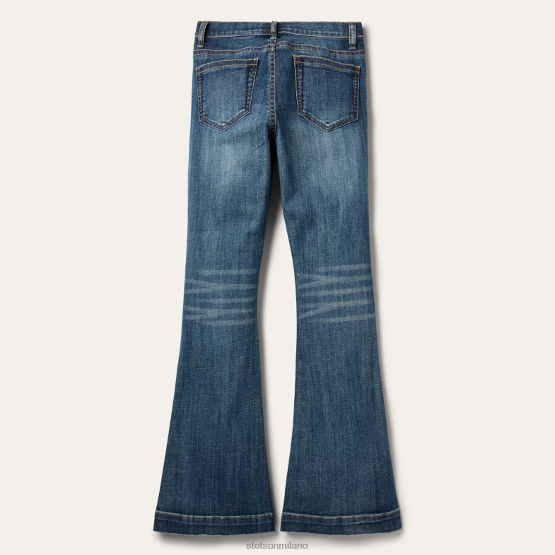 Stetson Jeans 921 a zampa a vita alta 6BP6J529 abbigliamento blu donne