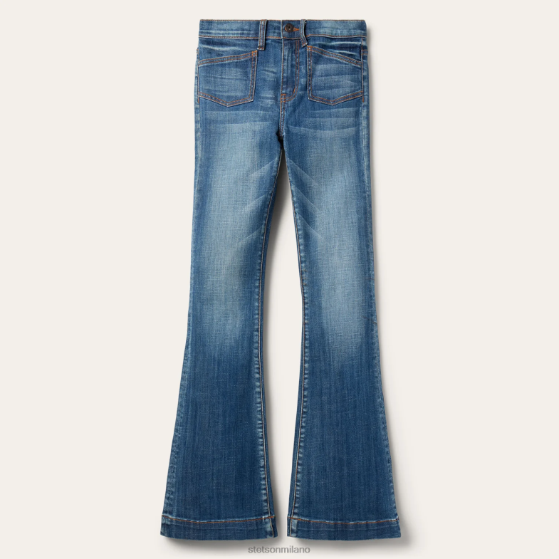 Stetson Jeans 921 a zampa a vita alta 6BP6J530 abbigliamento blu donne