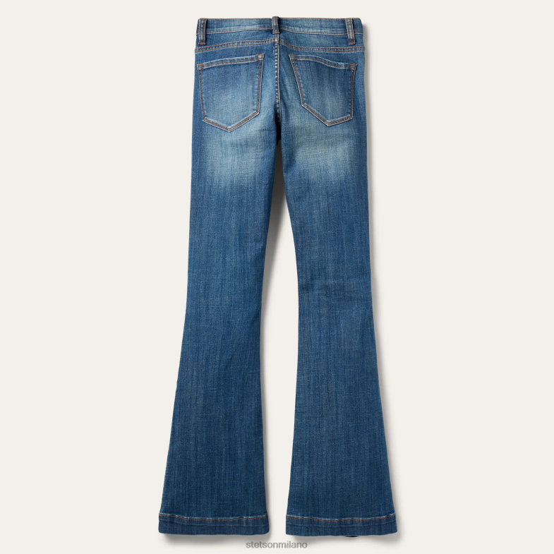 Stetson Jeans 921 a zampa a vita alta 6BP6J530 abbigliamento blu donne