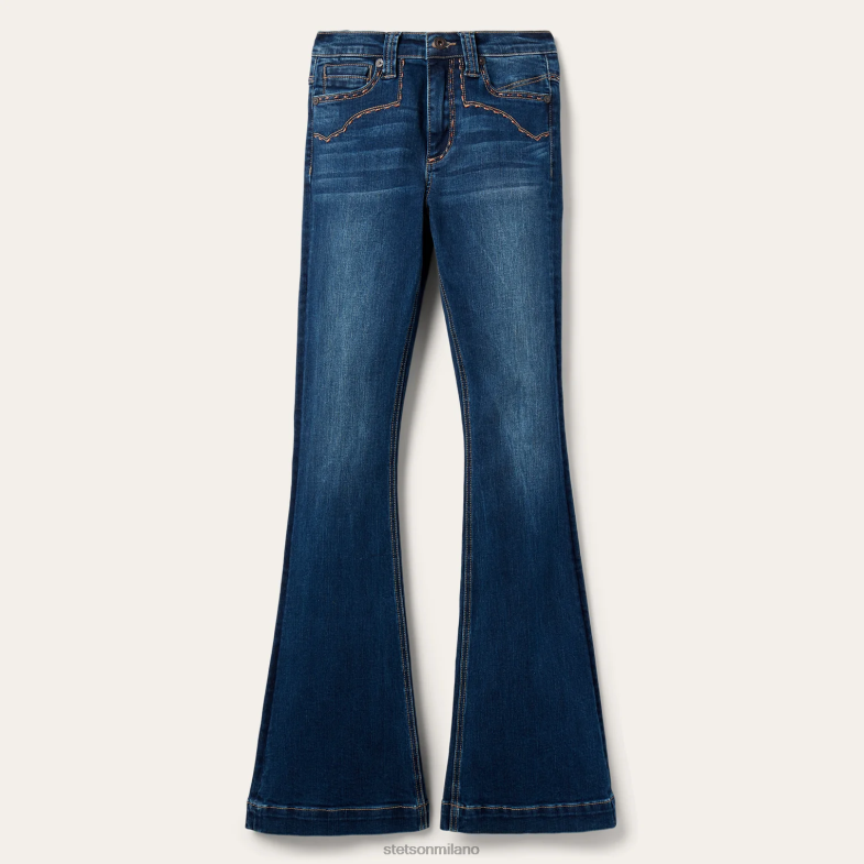 Stetson Jeans 921 a zampa a vita alta 6BP6J531 abbigliamento blu donne