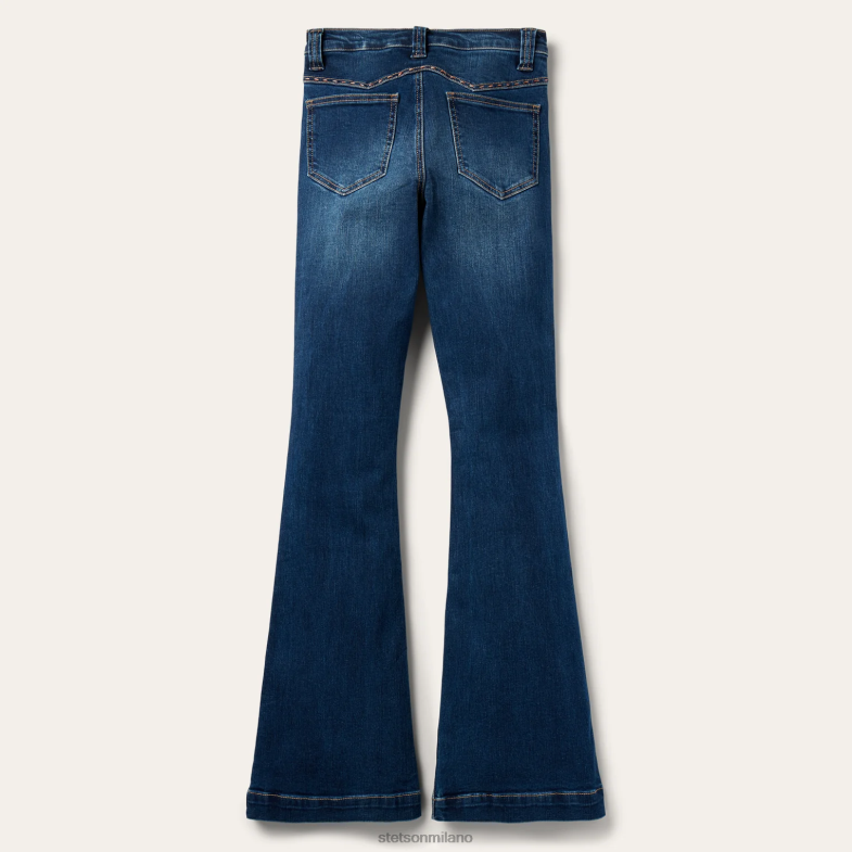 Stetson Jeans 921 a zampa a vita alta 6BP6J531 abbigliamento blu donne