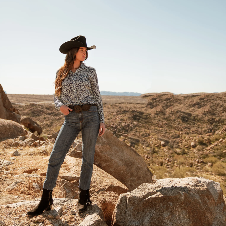 Stetson Jeans corti 915 a vita alta e vestibilità dritta 6BP6J525 abbigliamento blu donne