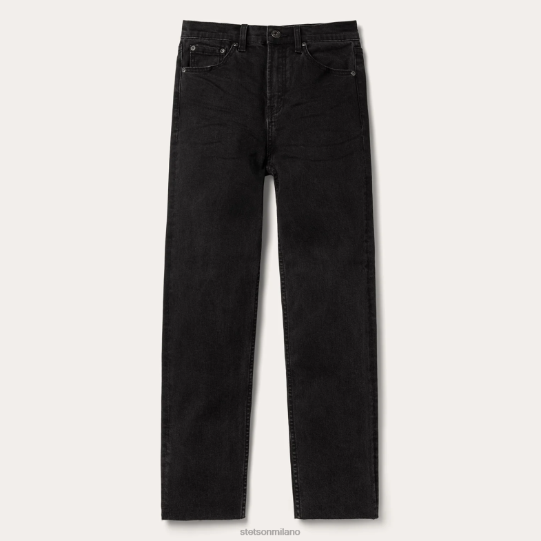 Stetson Jeans corti 915 a vita alta e vestibilità dritta 6BP6J528 abbigliamento nero donne