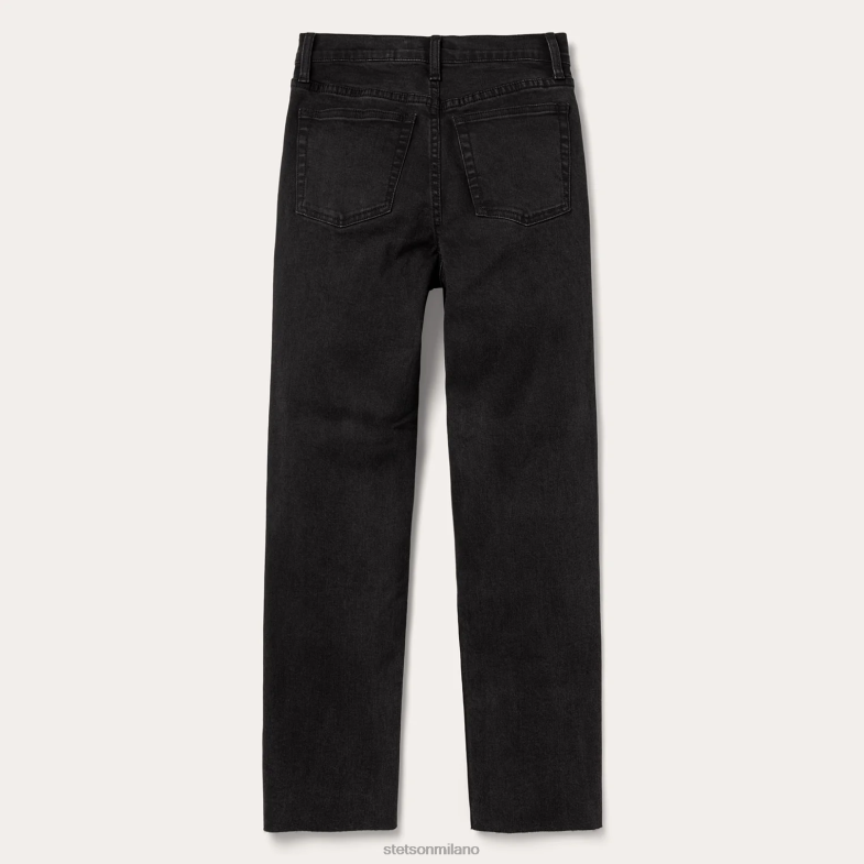 Stetson Jeans corti 915 a vita alta e vestibilità dritta 6BP6J528 abbigliamento nero donne