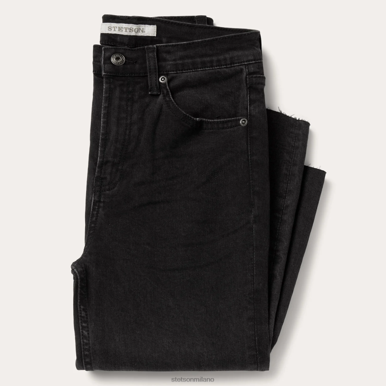Stetson Jeans corti 915 a vita alta e vestibilità dritta 6BP6J528 abbigliamento nero donne