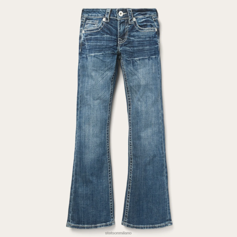 Stetson Jeans fit 816 con tasca posteriore a ''s'' bianca 6BP6J514 abbigliamento blu donne