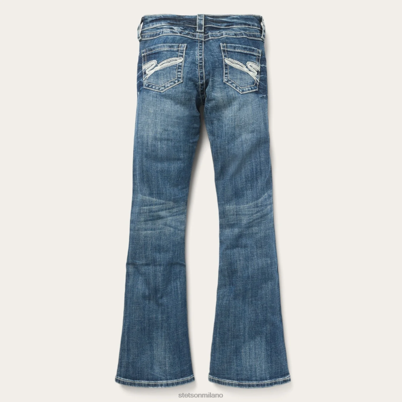Stetson Jeans fit 816 con tasca posteriore a ''s'' bianca 6BP6J514 abbigliamento blu donne