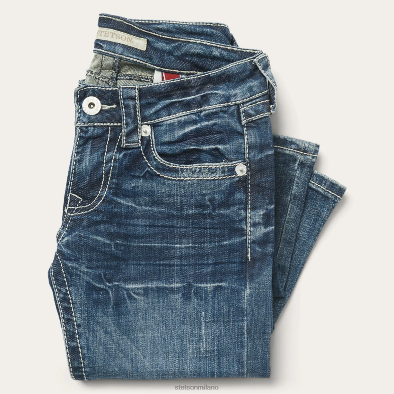 Stetson Jeans fit 816 con tasca posteriore a ''s'' bianca 6BP6J514 abbigliamento blu donne