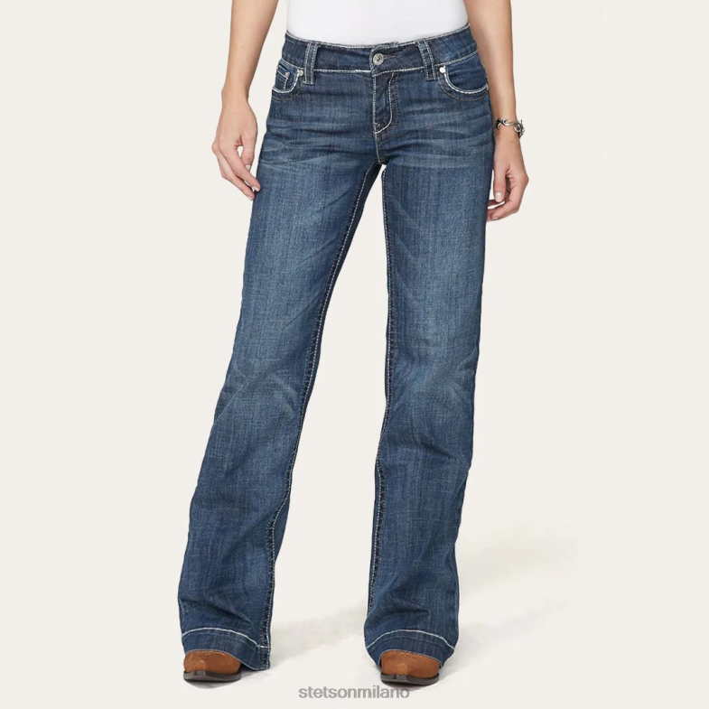 Stetson Pantalone jeans 214 city con tasca posteriore chevron 6BP6J522 abbigliamento blu donne