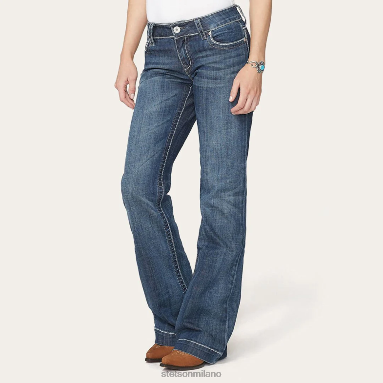Stetson Pantalone jeans 214 city con tasca posteriore chevron 6BP6J522 abbigliamento blu donne