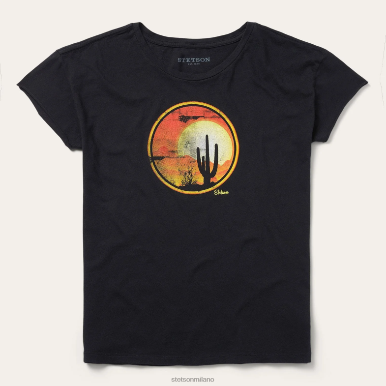 Stetson T-shirt con grafica Sunset Saguaro 6BP6J467 abbigliamento nero donne