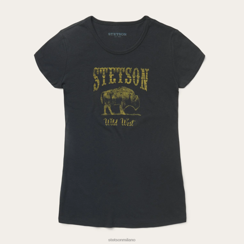 Stetson T-shirt con grafica bisonte 6BP6J482 abbigliamento nero donne