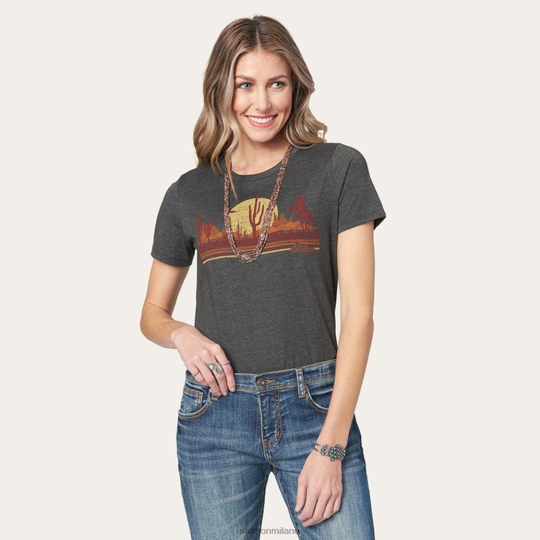 Stetson cavalcando la maglietta grafica del tramonto 6BP6J474 abbigliamento grigio donne
