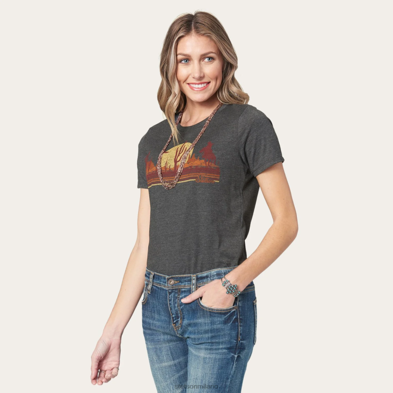 Stetson cavalcando la maglietta grafica del tramonto 6BP6J474 abbigliamento grigio donne
