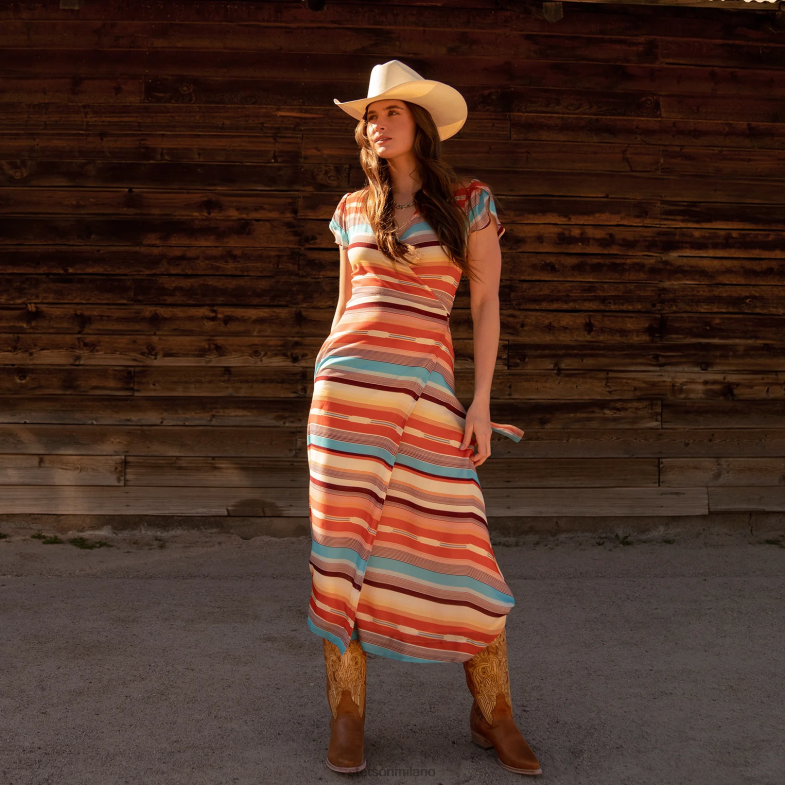 Stetson Abito a portafoglio con stampa a serape in rayon a spina di pesce e stampa tramonto 6BP6J491 abbigliamento multi donne
