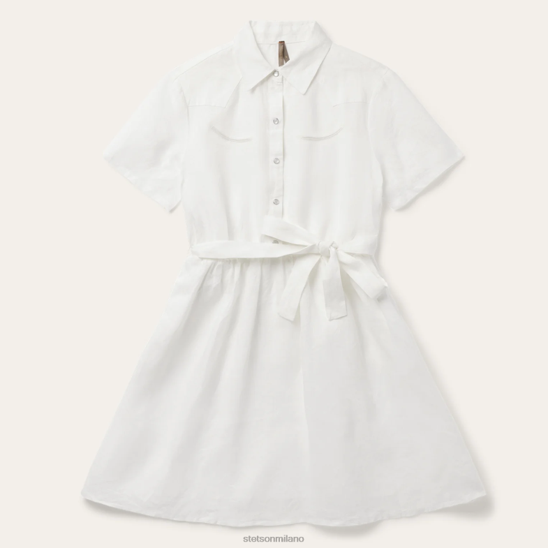 Stetson abito chemisier in lino a righe tono su tono 6BP6J487 abbigliamento bianco donne