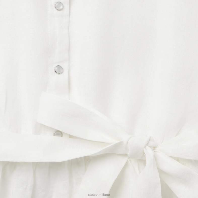 Stetson abito chemisier in lino a righe tono su tono 6BP6J487 abbigliamento bianco donne