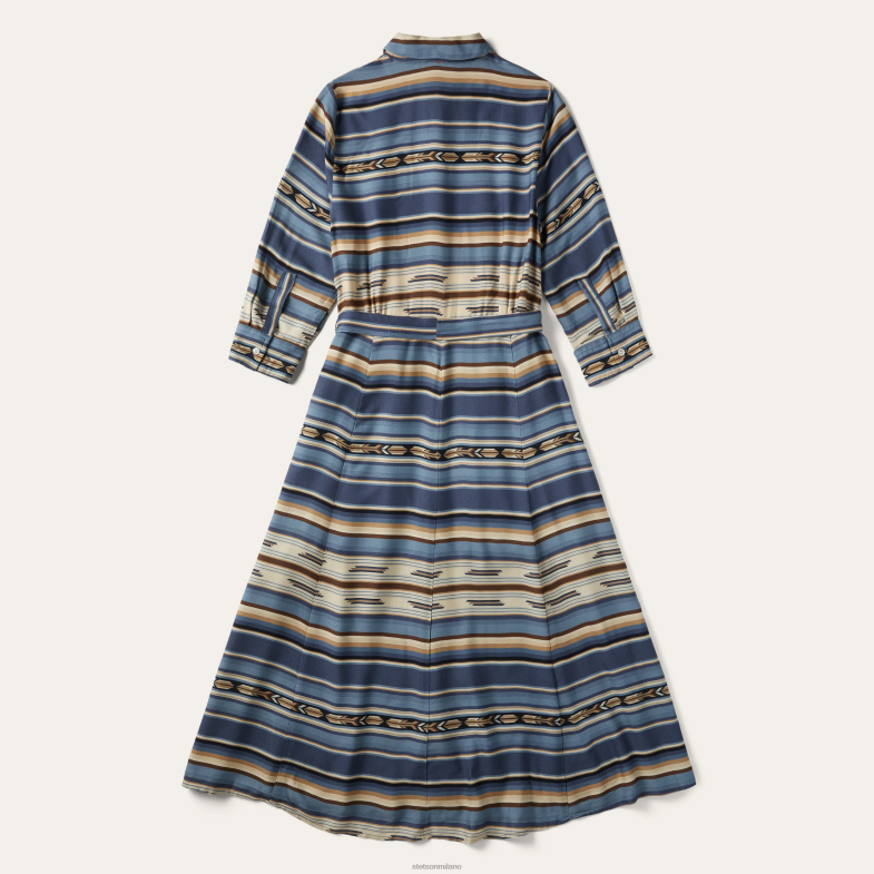 Stetson abito in twill di rayon con stampa serape indaco 6BP6J498 abbigliamento blu donne