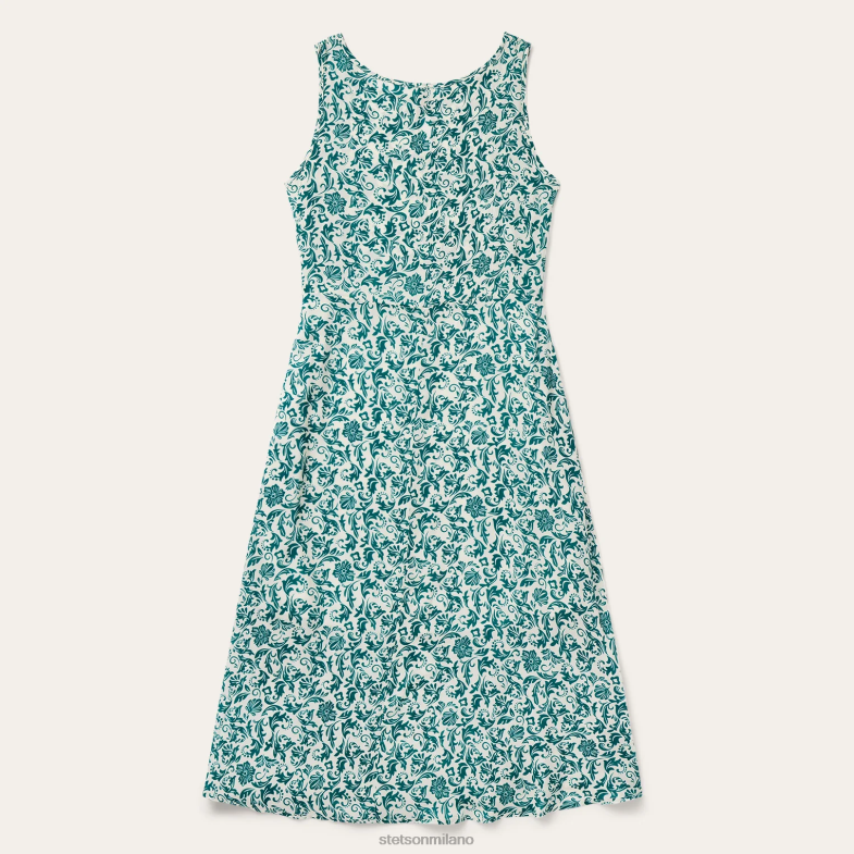 Stetson abito senza maniche in rayon con stampa floreale giada 6BP6J486 abbigliamento verde donne