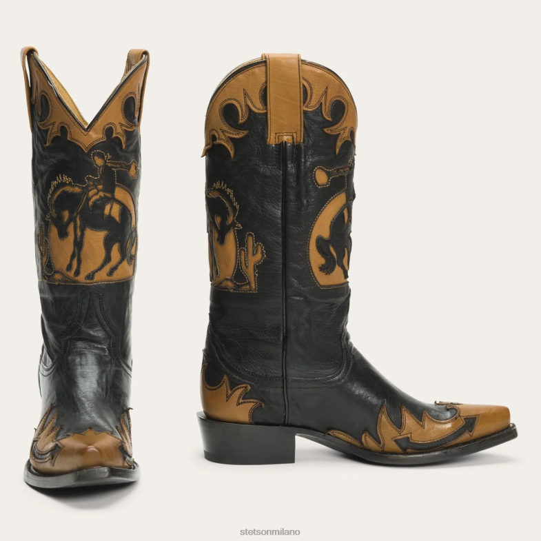 Stetson Faye stivale in pelle da cowgirl e cavallo 6BP6J260 calzature nero donne