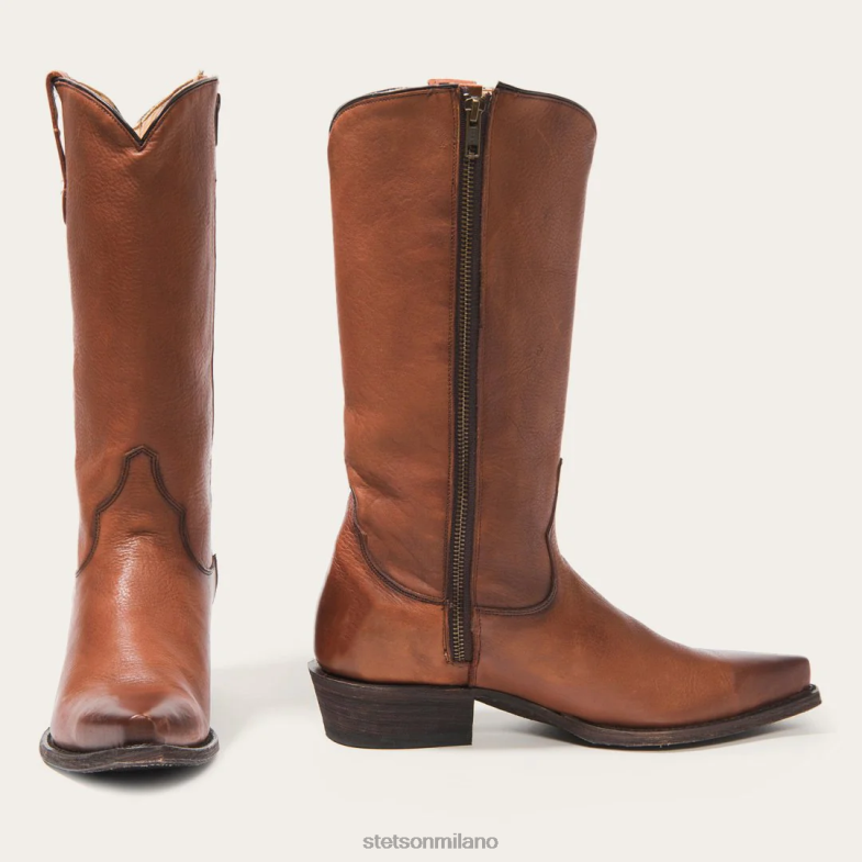Stetson stivale Austin in pelle con punta corta in pelle 6BP6J262 calzature cognac donne