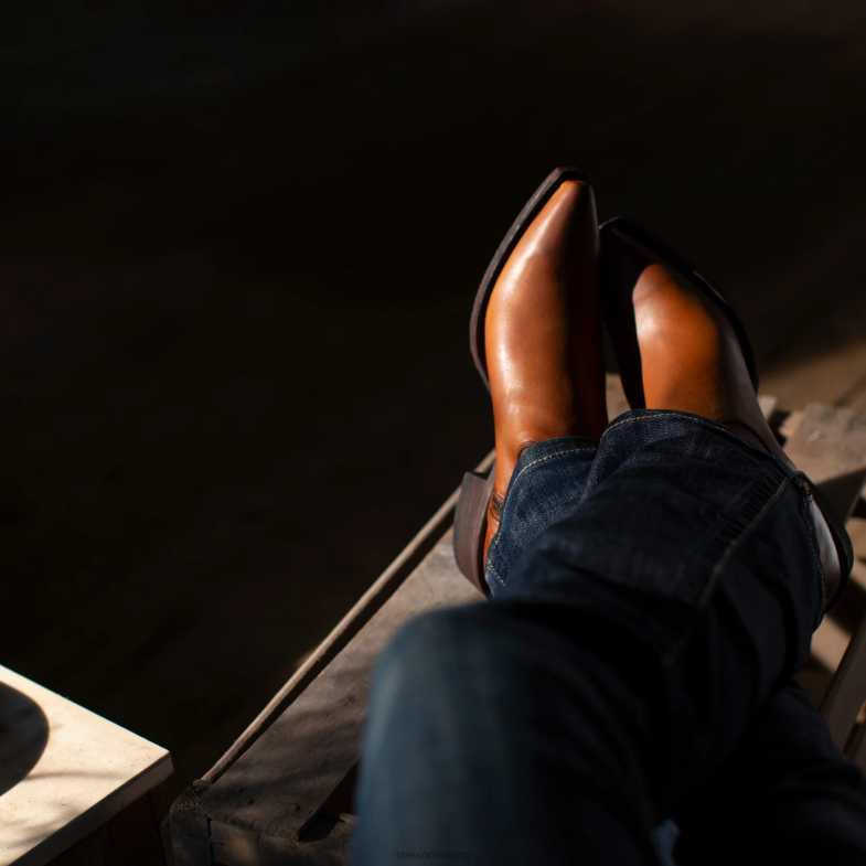 Stetson stivale Austin in pelle con punta corta in pelle 6BP6J262 calzature cognac donne