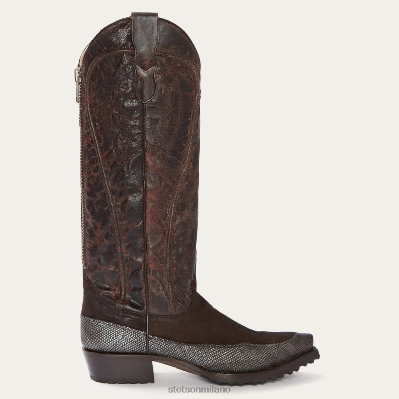 Stetson stivale da cowboy Dakota in pelle scamosciata e teju 6BP6J252 calzature marrone donne