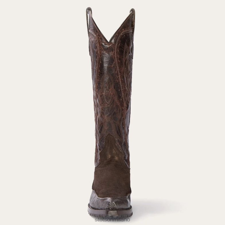 Stetson stivale da cowboy Dakota in pelle scamosciata e teju 6BP6J252 calzature marrone donne
