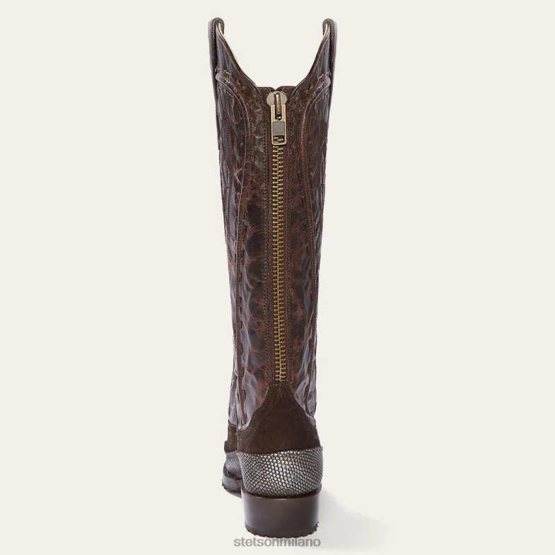 Stetson stivale da cowboy Dakota in pelle scamosciata e teju 6BP6J252 calzature marrone donne
