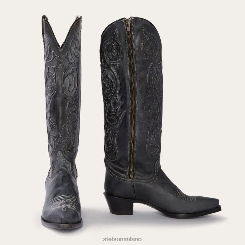 Stetson stivale da cowboy con zip laterale dal design cordoncino 6BP6J275 calzature nero donne